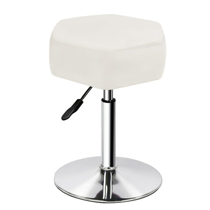 FURWOO Hexagon Beauty Stool with Velvet Cushion Height Adjustable Makeup Stool for Dressing Table Small(White)