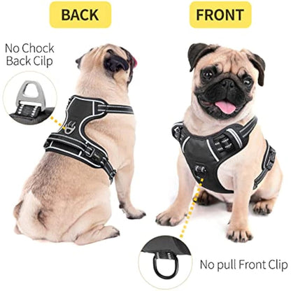 HEELE Dog Harness for Small Medium Large Dogs No Pull Adjustable Padded Reflective Harness with Handle for Walking Training, Green, XS