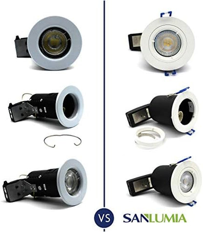 10 X Sanlumia LED Fire Rated Downlight Can GU10 Recessed Ceiling Twist & Lock Downlight IP20 Black