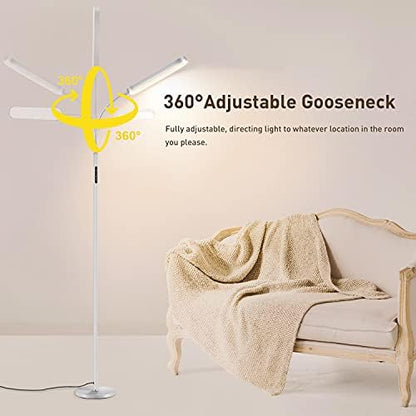 OUTON LED Floor Lamp 15W 1500LM, Dimmable Adjustable Modern Standing Lamp with 4 Color Temperature, Remote & Touch Control, 1 Hour Timer for Reading Living Room Bedroom Office Sewing (Silver Grey)