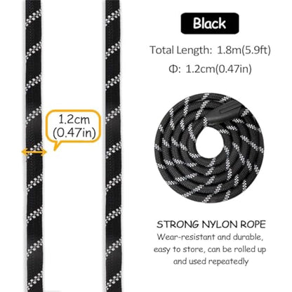 Aitodos® 1.8m Reflective Rope Dog Lead, Anti-Pull Dog Leash, Suitable for Training or Walking, Suit for Extra Large, Medium, Small Dogs, Diameter of Dog Leads 1.2cm, Black