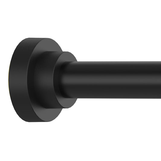 Thestoa Shower Curtain Rod Adjustable 43-78 inch, 1"Diameter Spring Tension Curtain Rod No Drill, Anti-Rust Non-Slip Shower Rod, Black Shower Curtain