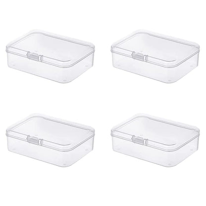 Globellapro 4PCS Square Transparent Plastic Organize,Small Storage Box with Lids,Empty Mini Clear Plastic Storage Containers Box Case for Small