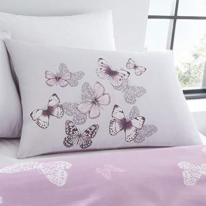 Catherine Lansfield Bedding Scatter Butterfly Double Duvet Cover Set with Pillowcases Heather