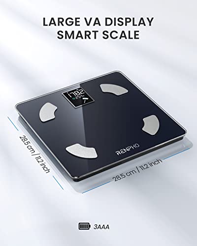 RENPHO Scale for Body Weight and BMI, Large VA Screen Body Fat Scale, Accurate Weighing Scale Digital Bathroom Bluetooth Scale, 13 Body Composition Analyzer with Smart App for Fitness Track, Elis 1