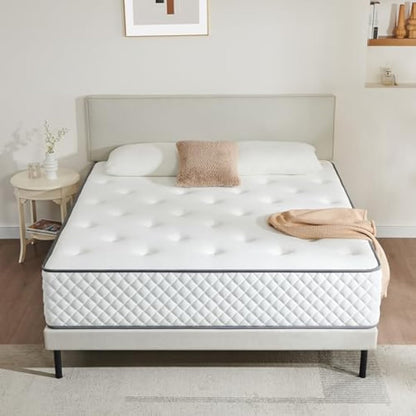 Sleremind Double Mattress | 7-Zone Hybrid Pocket Spring Medium-Firm Bed Mattress | Pressure Relief Technology & Cooling Gel Memory Foam(135×190×22cm)