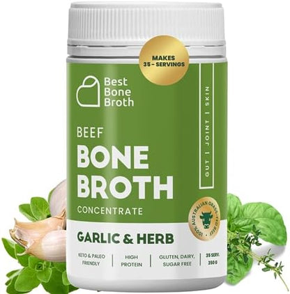 Bone Broth Premium Beef Bone Broth Concentrate Italian Herb Flavour - 100% Sourced from AU Grass-Fed, Pasture-Raised Cattle - Bone Broth Collagen