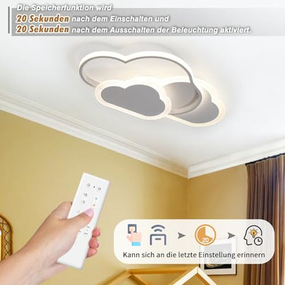 BLMYL 42W LED Ceiling Light, 52CM Creative Cloud Ceiling Lamp, Dimmable Remote Control 3000~6000K, Modern White Ceiling Lights, Used in Living Room,