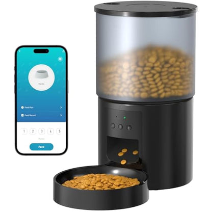 Automatic Cat Feeder Food Dispenser: Cat Feeder Automatic with Timer - 4L 2.4GHz WiFi Cat Food Feeder - Pet Automatic Feeder Auto Cat Bowls with 10s Voice Recorder APP Control Lockable Lid