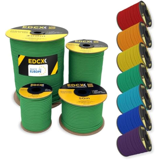EdcX 4mm Rope 550 - Type III, 100% Rope, 7 Strand Rope, 4mm Rope in Solid Colors