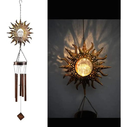 lifemet Wind Chimes Solar Lights - Powered LED Sun Night lights outdoor Garden Waterproof Metal Windbell Chime Light Lamp for Patio Deck Lawns Yard Patio