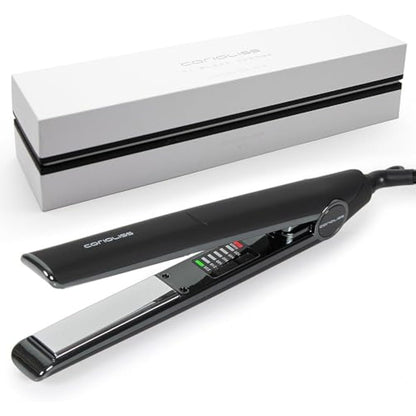 Corioliss C1 Hair Straightener for Women | Professional Titanium Plates | Ionic Flat Iron | Temperature Control 120°C to 235°C | Straightening and Waves | Travel Case | UK Plug | Black Chrome