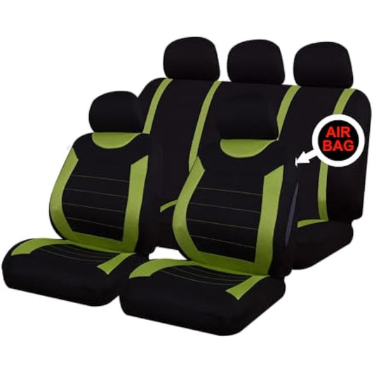 Sakura Car Seat and Headrest Covers Carnaby Green SS5294 - Full Set Universal Size Elasticated Hems Side Airbag Compatible Washable Easy Fit