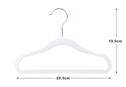 Finnhomy Non-Slip Clothes Hangers for Baby and Kids 30-Pack Velvet Hangers with 10 Finger Clips, White