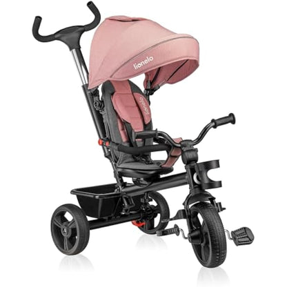 LIONELO Haari 2in1 Kids Tricycle Stroller for toddlers 1-5 Years Up to 25kg Parent steering control Swivel seat Three wheeler Bike Harness Canopy Basket Cup Holder Robust frame Durable wheels