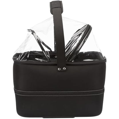 TRIXIE dog bike basket for front up to 13.2 lbs – 16.1 × 18.5 × 11.4 inches – dog bicycle basket for handlebars – includes rain cover and mesh top, 13108