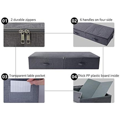 Amonsen Large Under the Bed Storage Container for Duvets, Blankets Bedding Accessories, Underbed Storage Boxes, Black Gray