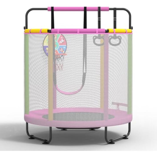 CZCPARY Kids Trampoline，Trampoline for Children，with Basketball Hoop, Swing, Pull Ring, Suitable for Indoor and Outdoor Use，Suitable for Children, Birthday Gifts