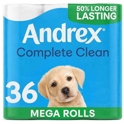 Andrex Complete Classic Clean Mega Toilet Roll - 36 Mega XL Rolls, Packaging May Vary