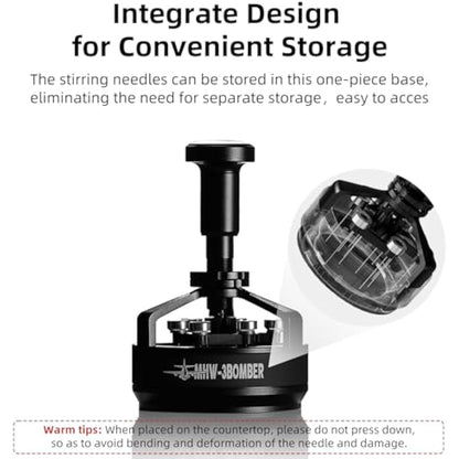 MHW-3BOMBER Yu Cyclones WDT Tool for 58mm, Espresso Distribution Tool, Espresso Nadel Coffee Stirrer 14 Needles 0.4mm with 6 Extra Needles, Magnetic Connection Design Model: T5849-OS