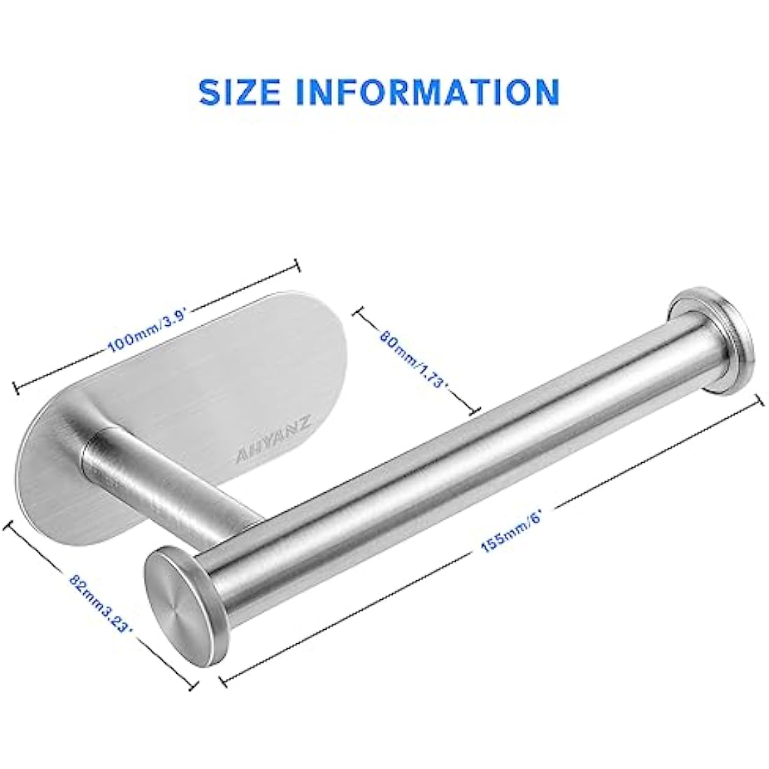 Ahyanz Toilet Roll Holder Wall Mounted 3M self adhesive, Contemporary Design SUS 304 Stainless Steel Brushed Chrome Silver Toilet Paper Holder Rustproof Waterproof for Bathroom & Kitchen - No Drilling