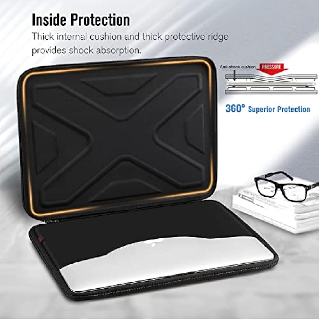 SITHON Hard Shell Laptop Sleeve Case for 13" MacBook Air M3/A3113 M2/A2681 2025-2022, MacBook Pro 14 M4/M3/M2/M1, MacBook Air/Pro 13, Surface Pro, Shock Absorption Carrying Cover Bag