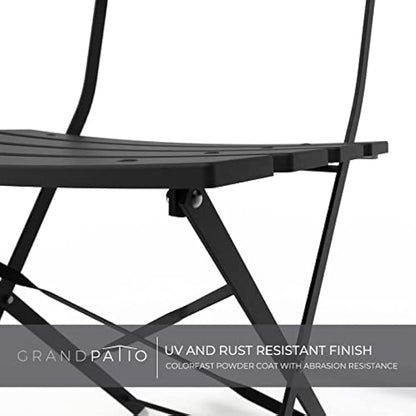 Grand patio Bistro Set 3 Pieces, Garden Furniture Set, Folding 2 Chairs and 1 Table, Weather-Resistant, Patio Table Chairs for Balcony,Yard, Garden (Black)