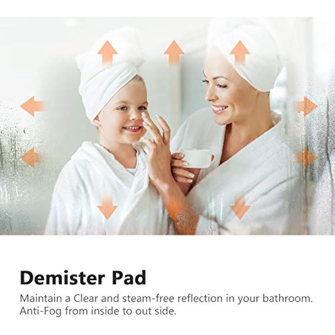 EMKE 800 X 600 mm Bathroom Mirror with Lights and Shaver Socket, Backlit LED Bathroom Mirror Wall Mounted, Demister Pad/Safety Socket/Touch Switch, Smart Mirrors, Vertical/Horizontal, IP44