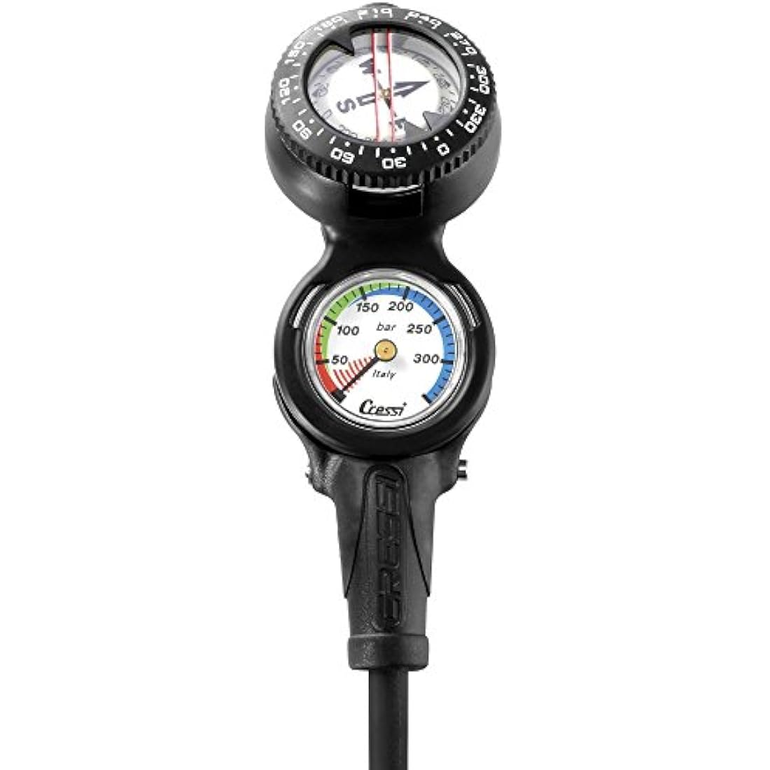 Cressi 2 Compass and Pressure Gauge Bar Diving Console - Black