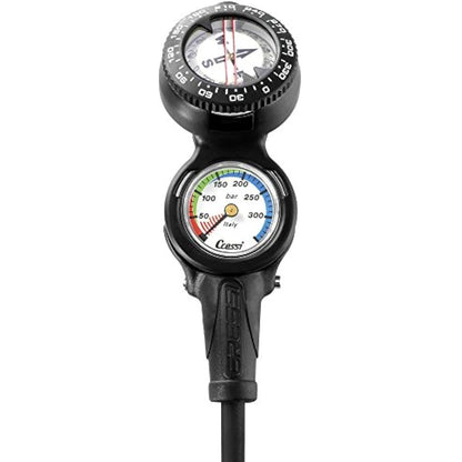Cressi 2 Compass and Pressure Gauge Bar Diving Console - Black