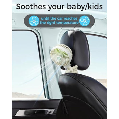 Buggy Fan Travel Holiday Essentials for Baby Toddler, Pushchair Cooling, Pram Fan Clip On Battery Rechargeable Personal Fan for Pram Accessories Stroller Pushchairs Crib Bed Treadmill Car Seat Cot