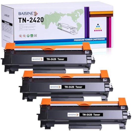 BAISINE 3-Pack Compatible with MFC-L2710DW Toner Black for Brother TN2420 TN-2420 Cartridge with Chip for HL-L2350DW HL-L2370DN DCP-L2510D DCP-L2530DW HL-L2375DW HL-L2310D MFC-L2730DW DCP-L2550DN