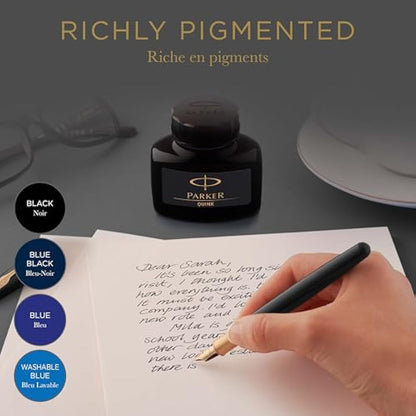 Parker Fountain Pen Ink Bottle | Black QUINK Ink | 57 ml Fountain Pen Refill