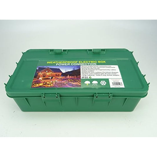 Christmas Concepts® Large Green Weather and Waterproof Box - Outdoor Plug Box IP55 rated - 42cm x 22cm x 10cm
