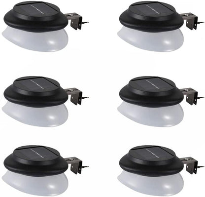 AVEKI Solar Fence Gutter Lights, 9 LED Solar Powered Garden Outdoor Lights Waterproof Security Lamp for Outdoor Garden Fence Wall Lobby Pathway (Black 6p)