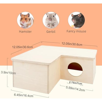 Niteangel Multi-Chamber Hamster House Maze - Multi-Room Hideouts & Tunnel Exploring Toys for Hamster Gerbils Mice Lemmings (3-Room Large)