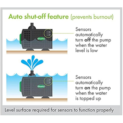 Blagdon Water Feature Pump with Auto Shut Off Sensor Prevents Burnout, Adjustable Flow Control, Reduced Cleaning, 3 Hose Fitting Adaptors, Pumps up to 650 Litres/Hour, Max Pumping Height 1.1m