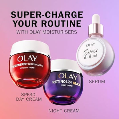 Olay Super Serum, Hydrating Face Serum with Vitamin C, Niacinamide, Collagen Peptide, Skincare for Anti Ageing & Brightening, 30ml