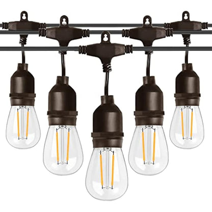 Spacelumen 49FT Outdoor String Lights Mains Powered, 16 Pcs 2W S14 LED E27 Screw Bulb, 2700K Warm White S14 Garden String Festoon Lights for Patio Party Wedding Yard Gazebo