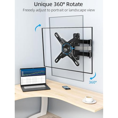 HOME VISION Long Reach TV Wall Bracket for 17-42 Inch Flat/Curved Screen TVs, 360° Rotation 180° Swivel 21.9"/55.6cm Extendable, 33Lbs/15kg Capacity, Max VESA 200x200mm, Monitor Wall Mount