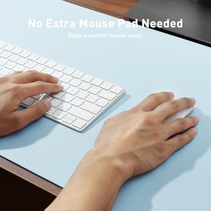 Aothia Desk Pad,PU Leather Desk Mat,Mouse Pad,Anti-Slip Desk Protector,Waterproof Desk Pad for Office and Home(60cmx35cm,Baby Blue)