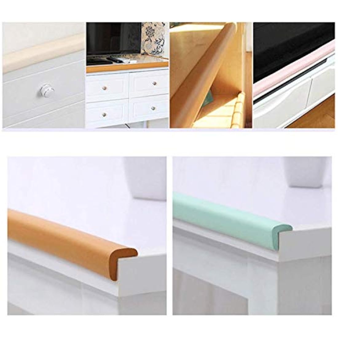 M2cbridge L Shape Extra Thick Furniture Table Edge Protectors Foam Baby Safety Bumper Guard (Off White(4m Edge + 4 Corners))