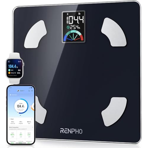 RENPHO Scale for Body Weight and BMI, Large VA Screen Body Fat Scale, Accurate Weighing Scale Digital Bathroom Bluetooth Scale, 13 Body Composition Analyzer with Smart App for Fitness Track, Elis 1