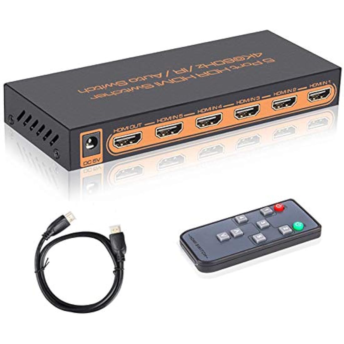 Sense Hometek HDMI Switch 4k, 5-in-1 HDMI Splitter with IR Remote, 4K 60hz, HDCP 2.2, UHD, HDR for Compatible Devices