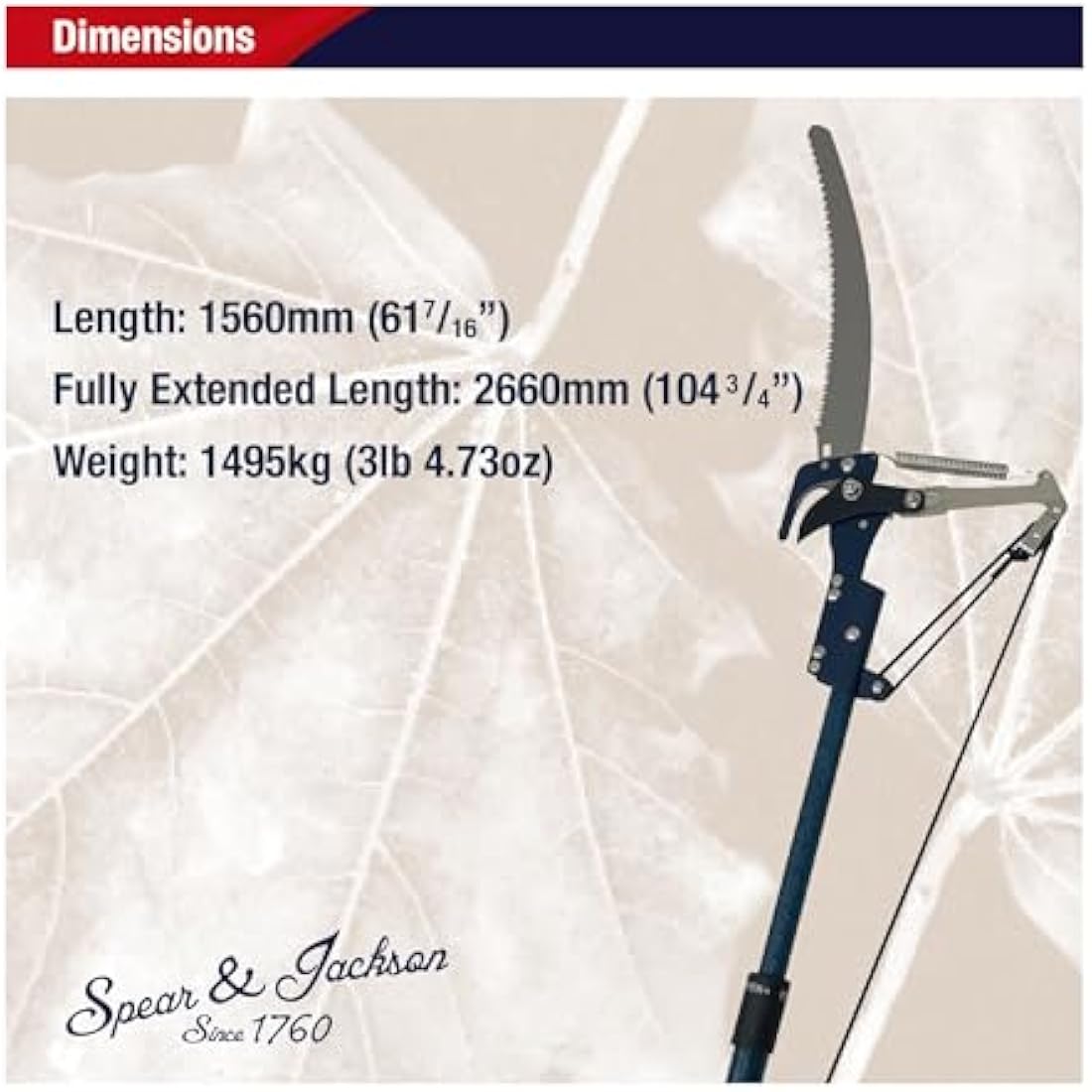 Spear & Jackson 4935TP Razorsharp Lightweight Telescopic Tree Pruner, Black