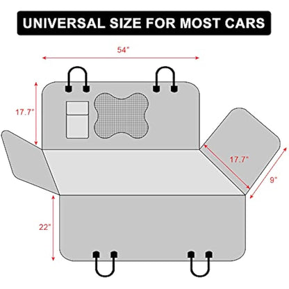 PLUTUS PET Dog Car Seat Cover for Back Seat with Side Flaps and Mesh Window, Waterproof Anti-scratch Nonslip Dog Hammock for Cars, Trucks and SUVs