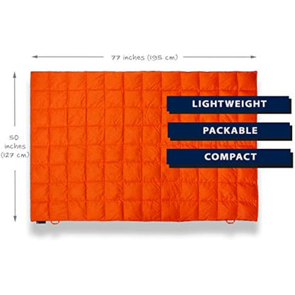 Get Out Gear Down Camping Blanket - Outdoor Lightweight Packable 650 Fill Power Down Blanket Compact Waterproof and Warm Backpacking Quilt for Camping Hiking Travel Hammock