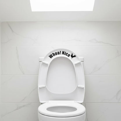 Funny Toilet Stickers, Whoa Nice Bathroom Decal, Wall Art, Removable Self-Adhesive Toilet Seat Stickers for Restroom Door