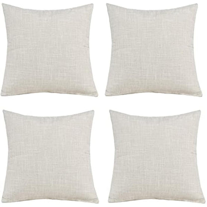 GONOVE Cushion Covers 60×60cm Solid Soft Cotton Linen Throw Pillow Cover Set of 4 Decorative Plain Pillowcase Square Cushion Cover for Home Sofa Bed Chair Décor, Beige