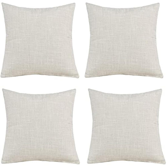 GONOVE Cushion Covers 60×60cm Solid Soft Cotton Linen Throw Pillow Cover Set of 4 Decorative Plain Pillowcase Square Cushion Cover for Home Sofa Bed Chair Décor, Beige
